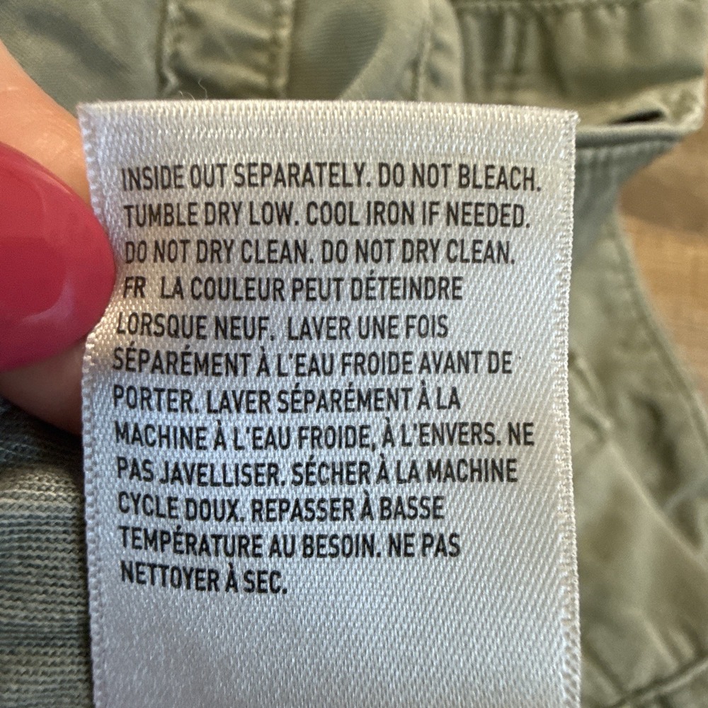American Eagle Womens 10 Olive Stretch High Rise Baggy Wide Leg Cargo Pants - Picture 8 of 10